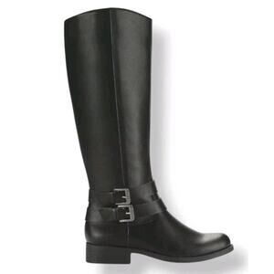 Style & Co ~8.5M~ MALIAA Tall Knee High Riding Boot Ankle Zipper Black Wide Calf
